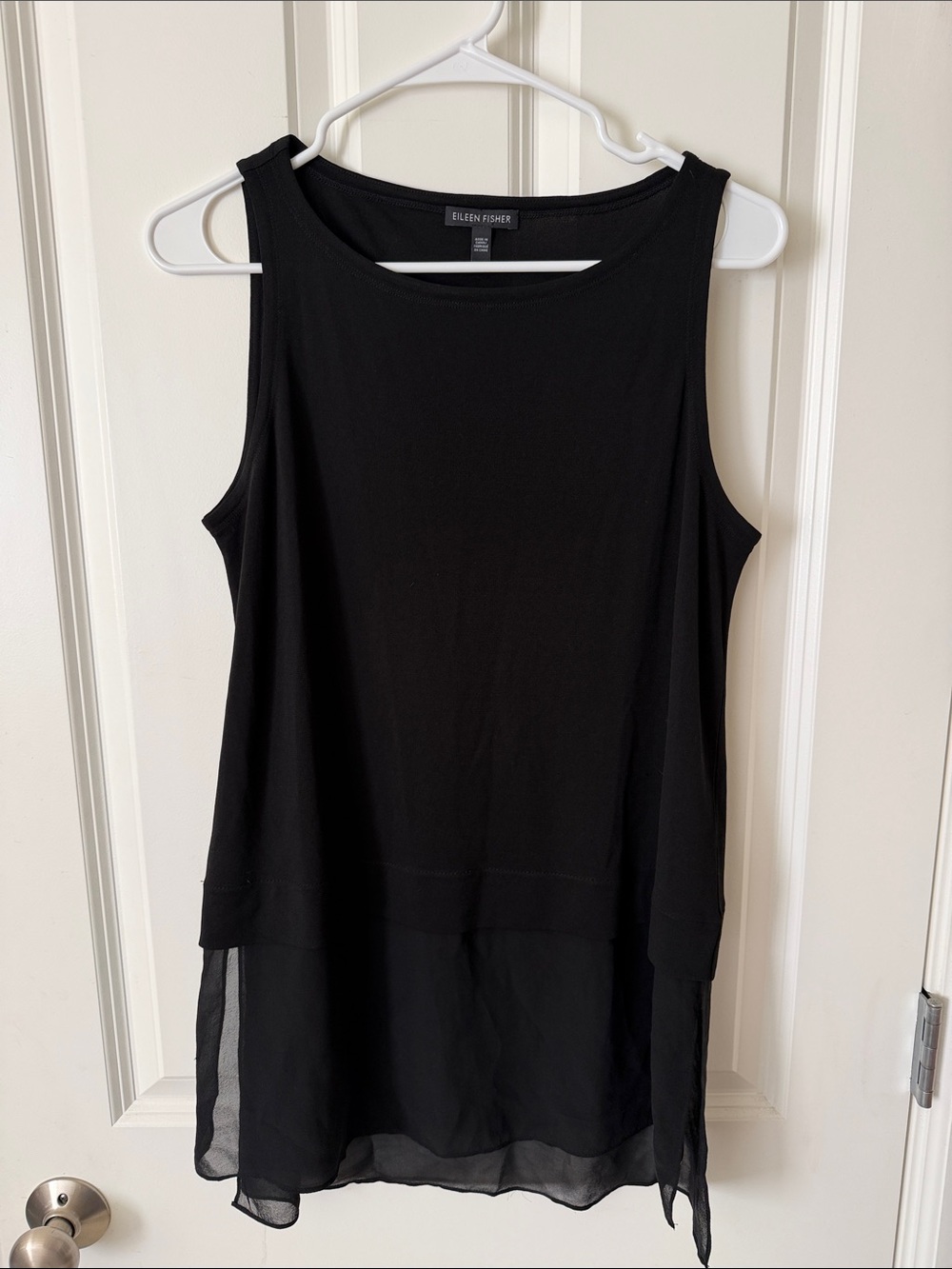 Eileen Fisher Black Sleeveless Layered Tank